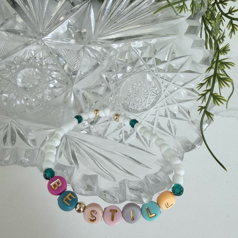 Handmade inspirational Be Still women’s biblical stretch  bracelet 6.5 inches